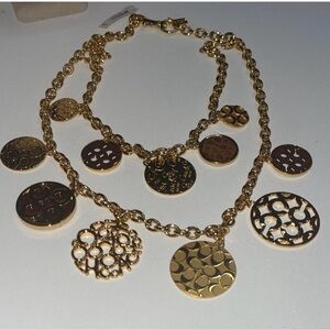 Coach Coin Charm Necklace - Gold Tone Pendant Chain